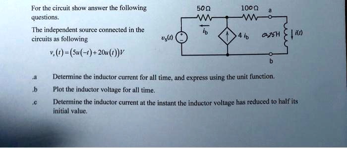 Simple Inductor Questions SOLVED: For the circuit shown, answer the following questions. 500 W ...