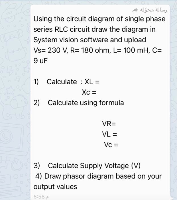 SOLVED 097l UlJ) Using the circuit diagram of single phase series RLC