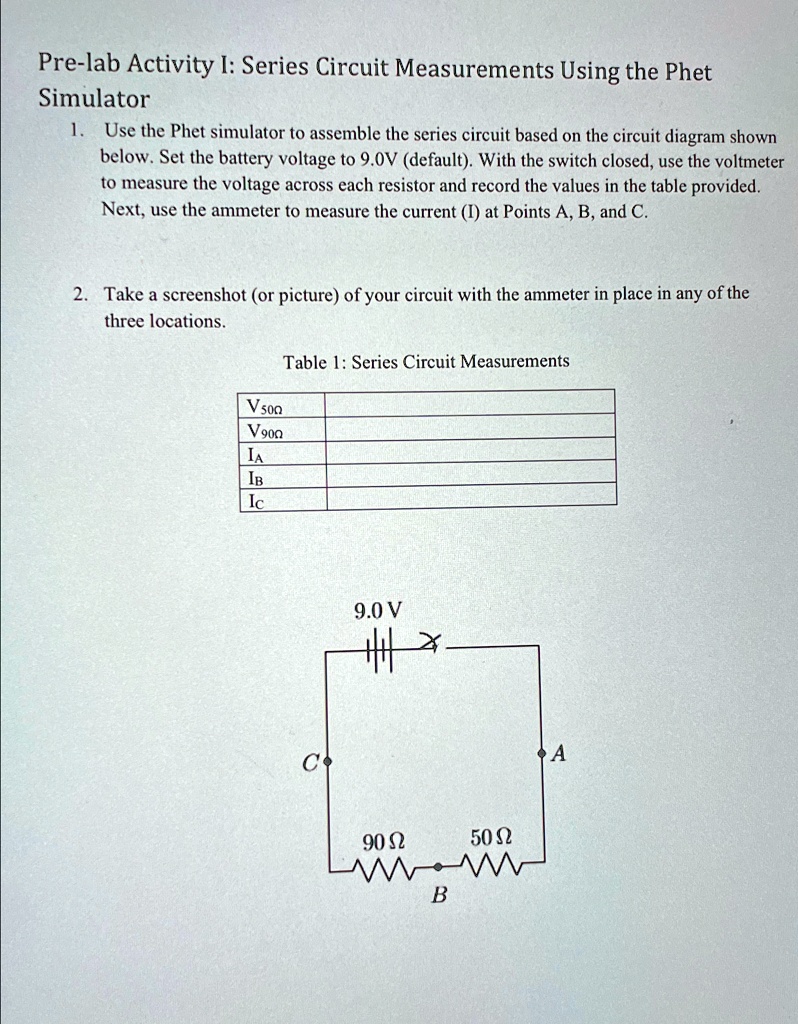 Pre-lab Activity I: Series Circuit Measurements Using the Phet ...
