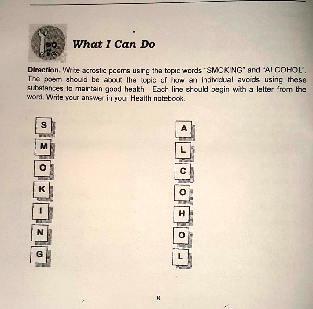 tobacco acrostic Write acrostic poems using the topic words smoking and