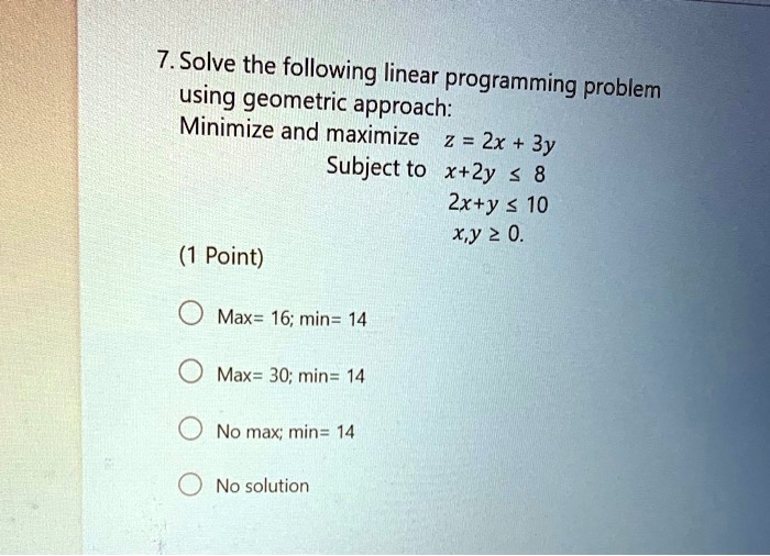 Solved 7 Solve The Following Linear Programming Problem Using