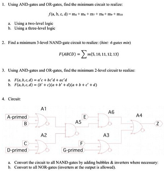 SOLVED: Text: Digital Logic Help, Please!! Using AND-gates And OR-gates ...