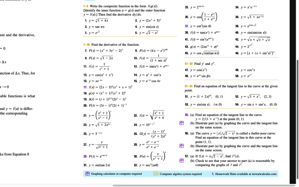 Solved Write The Composite Function In The Forn F 9 X Identify The Inner Function Und He Quler Tunclion U Then Find Thc Derivalive Dyldx Y V1 4 Y 2x 3 Y