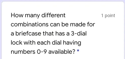 how many combinations are in a 3 dial lock