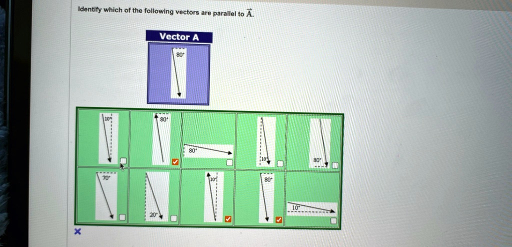 identify which of the following vectors are parallel to veca identify ...