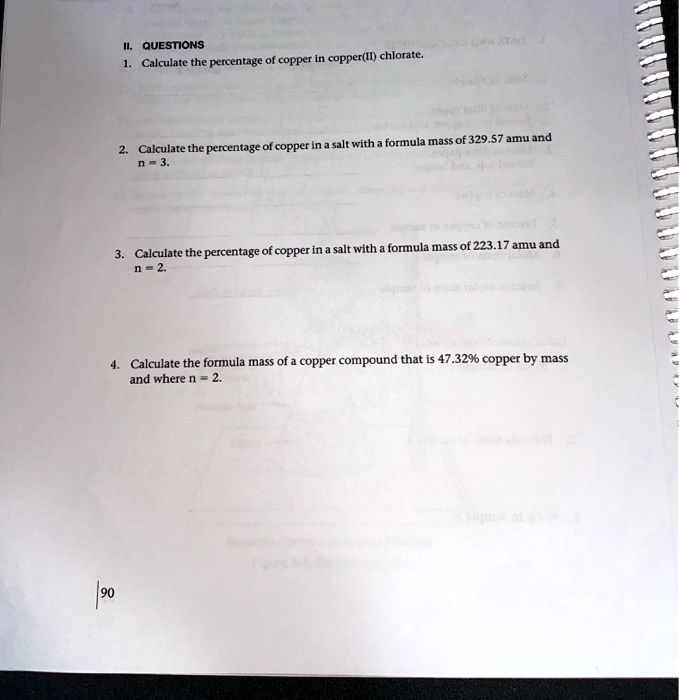 SOLVED QUESTIONS Calculate the percentage of copper copper(II