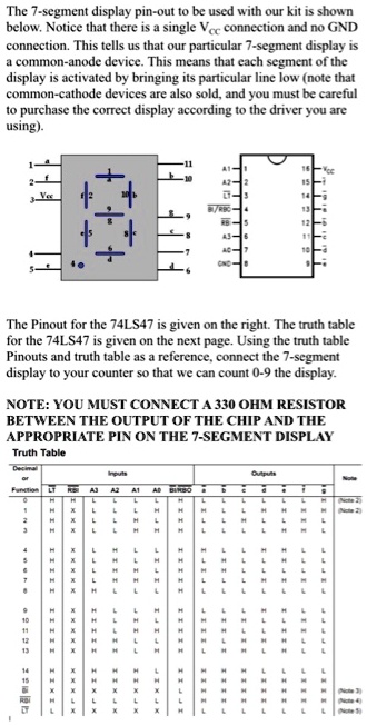 SOLVED: The 7-segment display pin-out to be used with our kit is shown ...