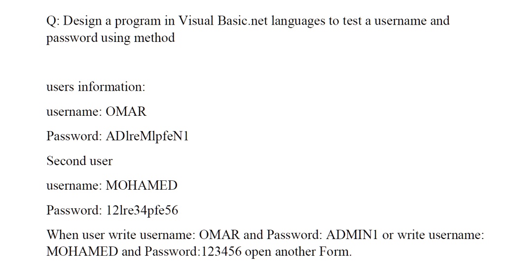 note this question is solved using visual basic windows form ...