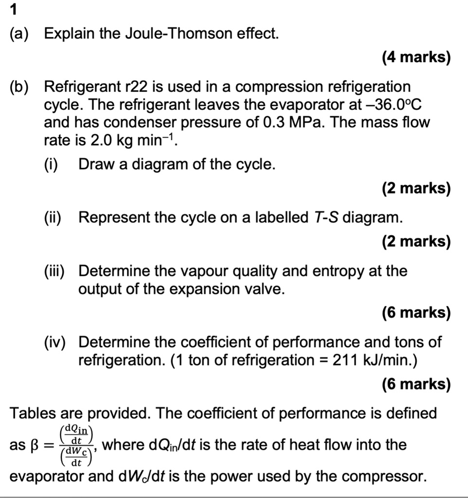 SOLVED 1 (a) Explain the JouleThomson effect. (4 marks) (b