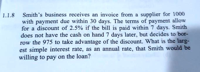 118 smith s business receives an invoice from supplier for 1000 