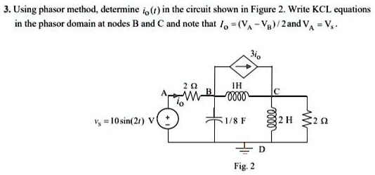 SOLVED: Using the phasor method, determine io in the circuit shown in ...