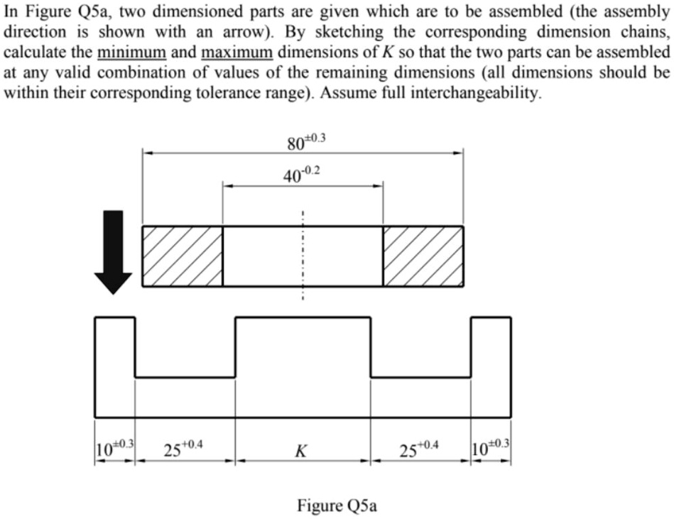 SOLVED: In Figure Q5a, two dimensioned parts are given which are to be ...