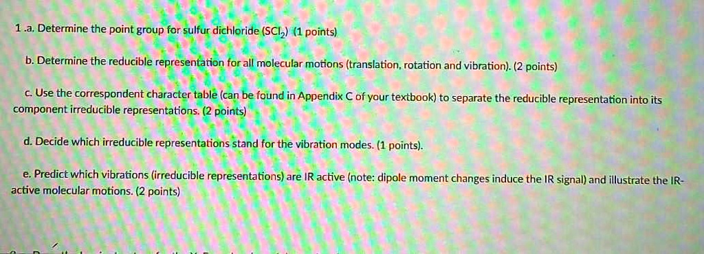 1a determine the point group for sulfur dichloride scv points b ...