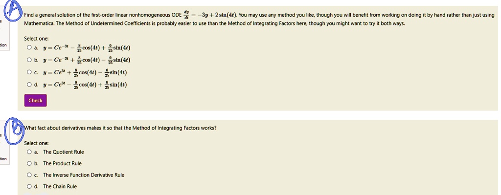 Video Solution: 3y + 2 Sin(4t). You May Use Any Method You Like, Though 