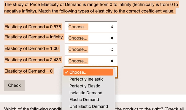 The study of Price Elasticity of Demand ranges from 0 to infinity ...