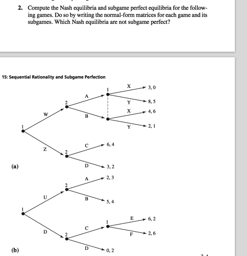 SOLVED: 2. Compute The Nash Equilibria And Subgame Perfect Equilibria ...