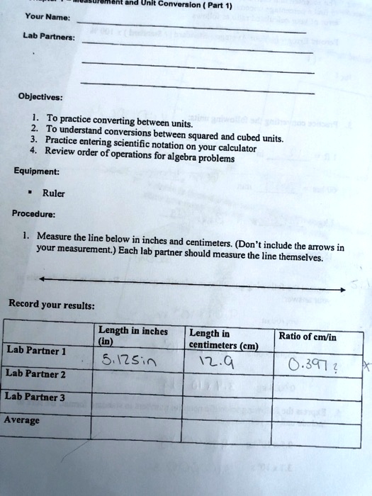 ment and Unit Conversion (Part 1) Your Name: Lab Partners: Objectives ...