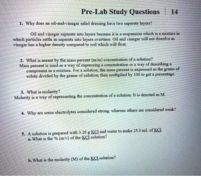 why does an oil-vinegar salad dressing have two separate layers Solved oil-and-vinegar Pre lab study questions why