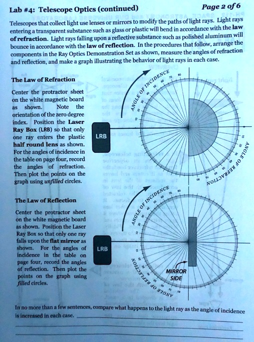 SOLVED: Lab #4: Telescope Optics (continued) Page of 6 Telescopes that ...