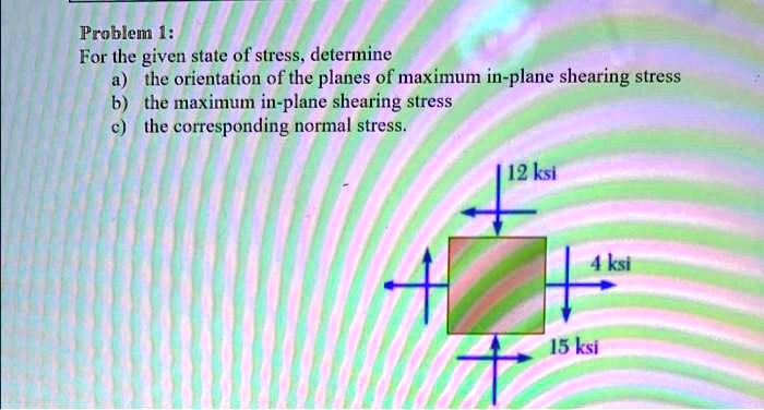 Problem 1 For The Given State Of Stress Determine A The Orientation Problem 1 For The Given State Of Stress Determine A The Orientation