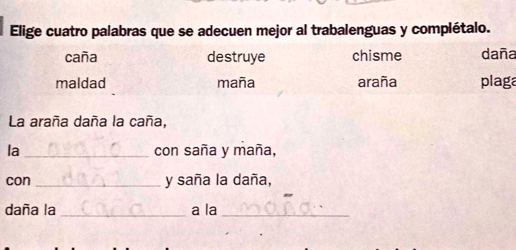 Trabalenguas De La Araña Daña La Caña www.numerade.com