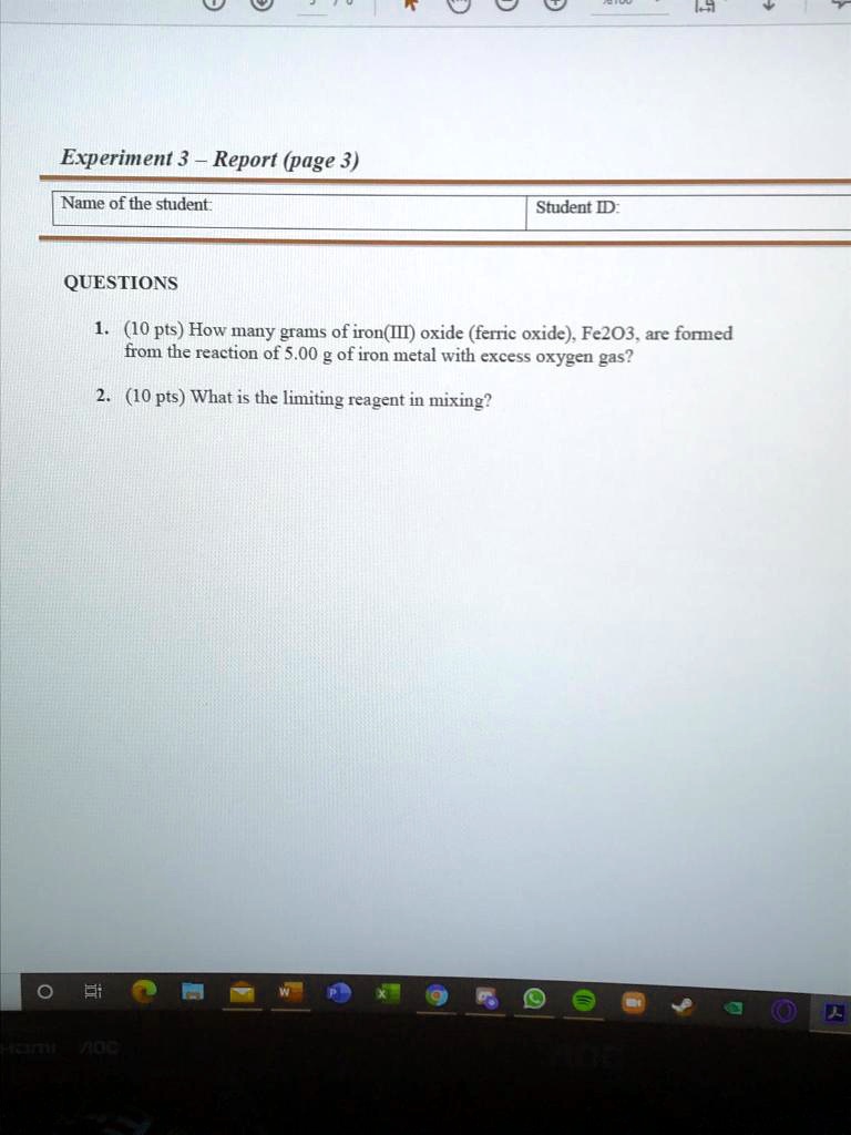 SOLVED Experiment 3 Report (page 3) Name of the student Student ID