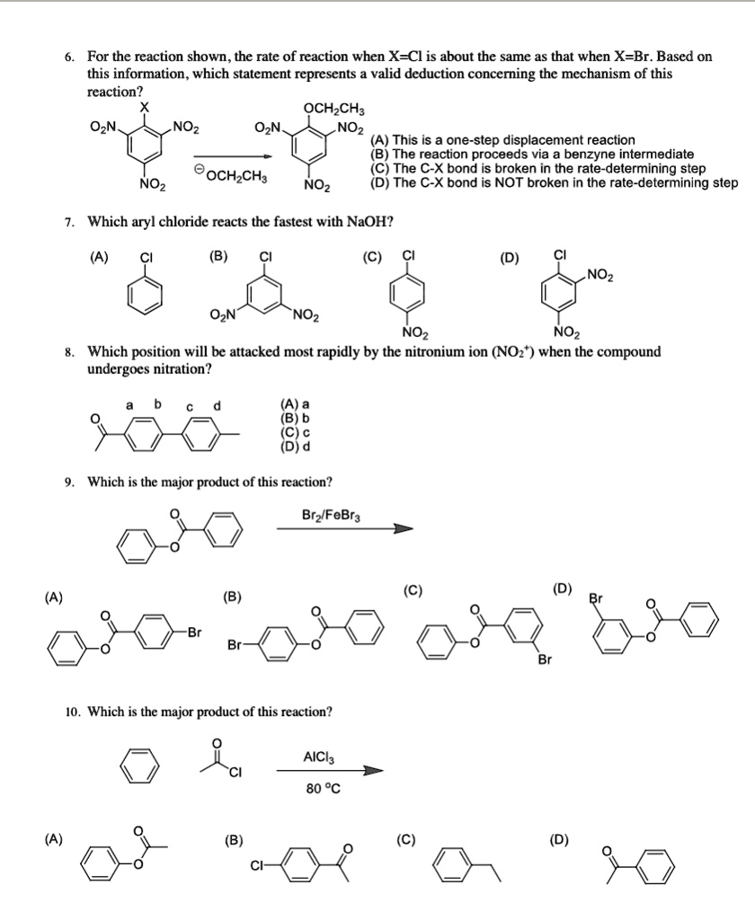 SOLVED: For the reaction shown the ratc of reaction when X-Cl is about ...