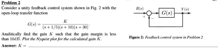 SOLVED: Problem 2: Consider a unity feedback control system shown in ...