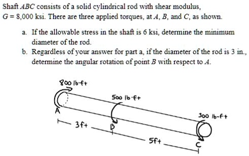 SOLVED: Shaft ABC consists of a solid cylindrical rod with shear ...
