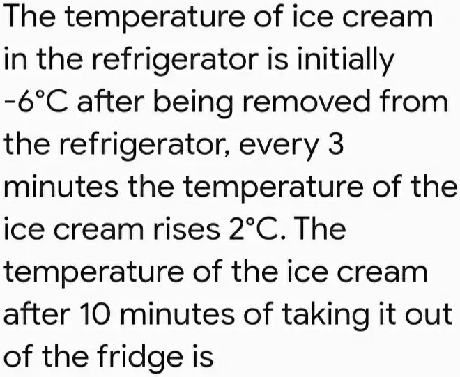 SOLVED The temperature of ice cream in the refrigerator is initially