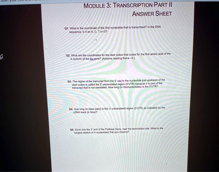 MODULE 3: TRANSCRIPTION PART II ANSWER SHEET Q1. What is the...