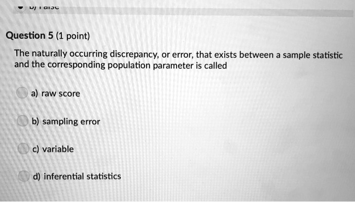 Solved Question Point The Naturally Occurring Discrepancy Or