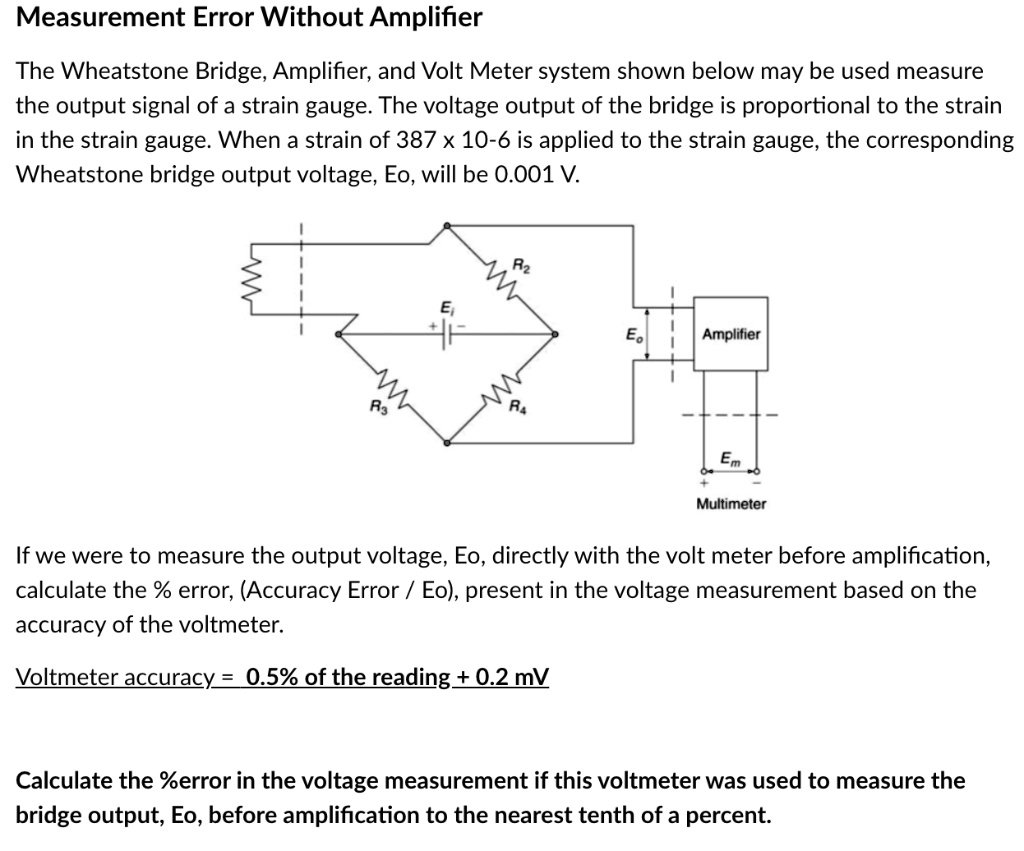 SOLVED Measurement Error Without Amplifier The Wheatstone Bridge