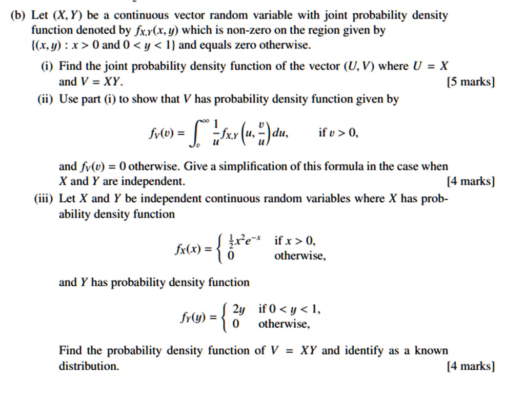 SOLVED: (6) Let (X,Y) be a continuous vector random variable with joint ...