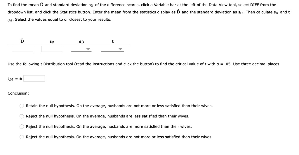 SOLVED: To find the mean (D) and standard deviation (SD) of the ...