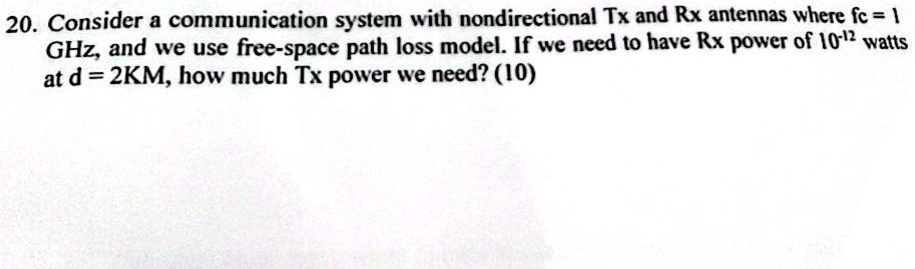 SOLVED: Consider a communication system with nondirectional Tx and Rx ...