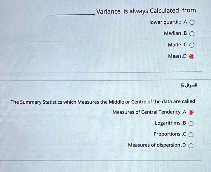 SOLVED Variance is always calculated from the lower quartile, median