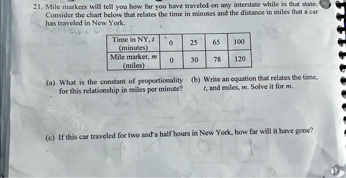 SOLVED 21. Mile markers will tell you how far you have traveled