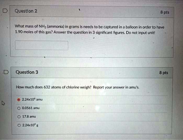 SOLVED What mass of NH3 (ammonia) in grams is needed to be captured in