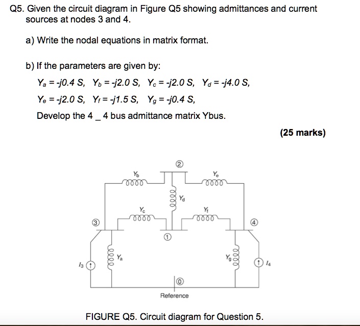 Solved Q5 Given The Circuit Diagram In Figure Q5 Showing Admittances And Current Sources At 