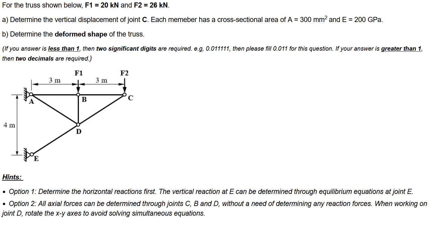 SOLVED: For the truss shown below, F1 =2 0𝐤 𝐍 and F2 =2 6 𝐤 𝐍. a ...