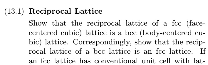 131 reciprocal lattice show that the reciprocal lattice of fcc face ...