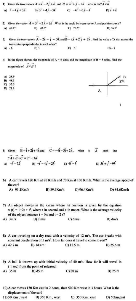 SOLVED: Given The Two Vectors A = -2i + J And B = 2i - 2j, What Is The ...