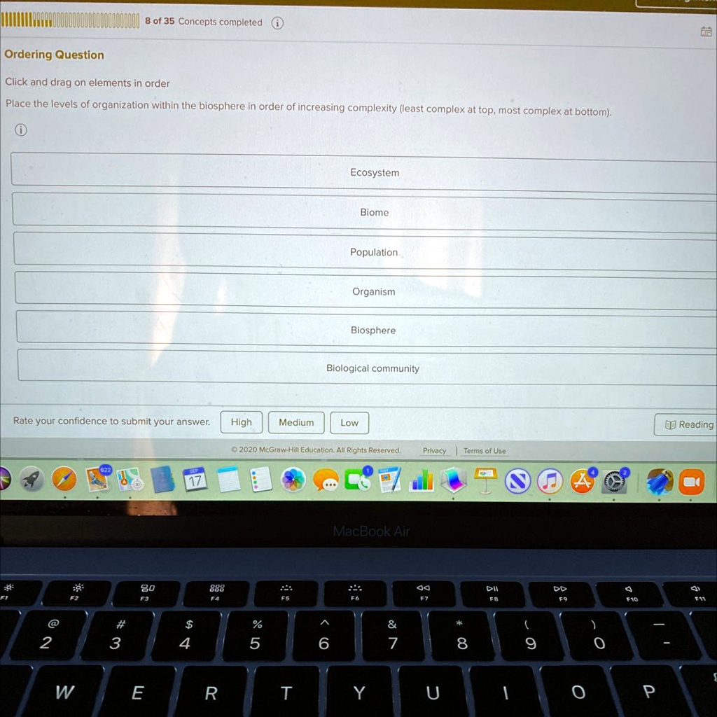 SOLVED ' Place the levels of organization within the biosphere in