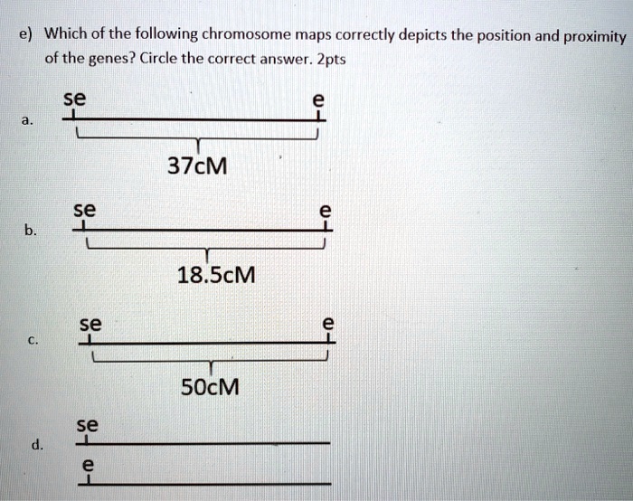SOLVED Which of the following chromosome maps correctly depicts the
