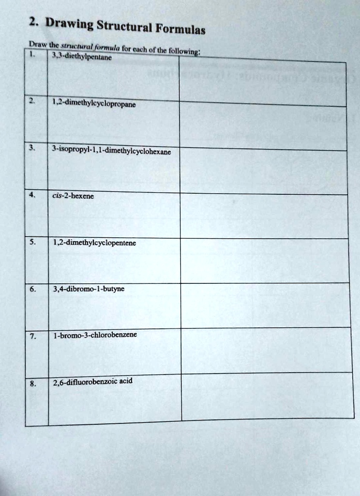 SOLVED: 2. Drawing Structural Formulas Draw the structural formula for ...