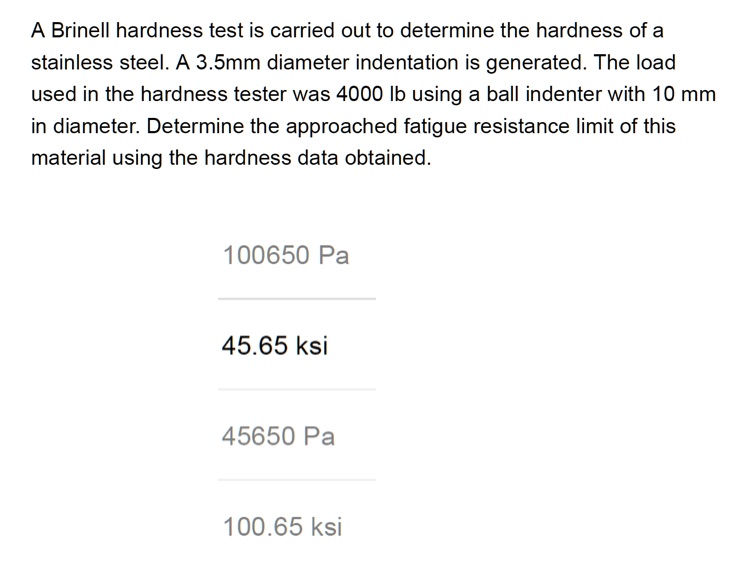 SOLVED A Brinell hardness test is carried out to determine the