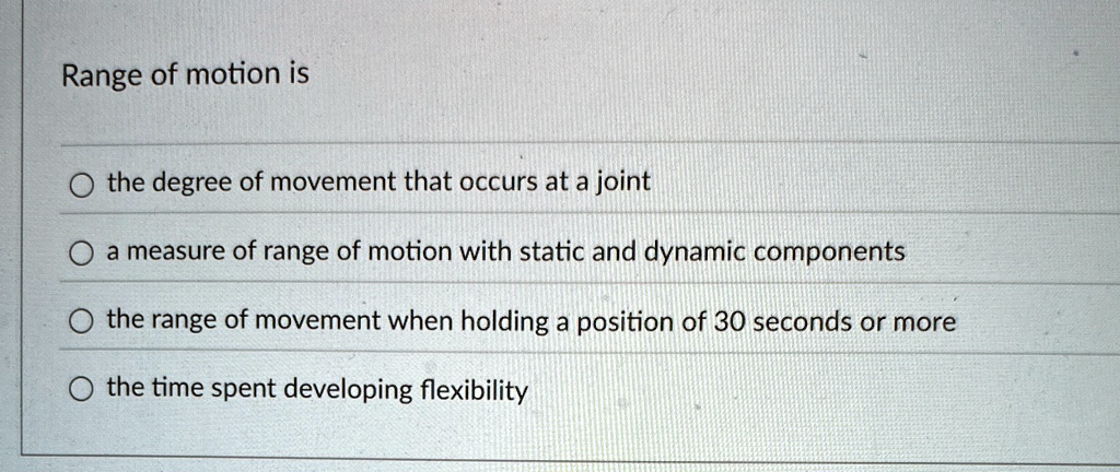 Range Based On Position Range of motion is the degree of movement that occurs at a joint a ...