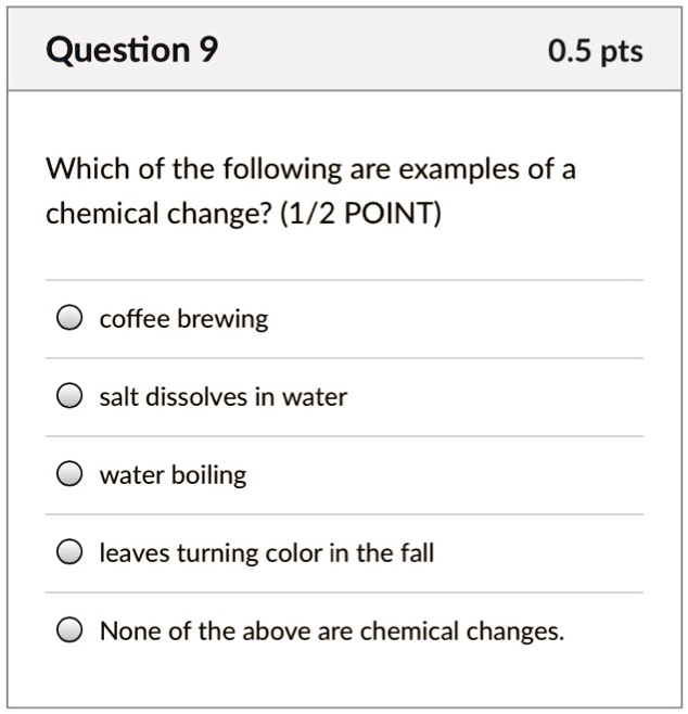 SOLVED Question 9 0.5 pts Which of the following are examples of a