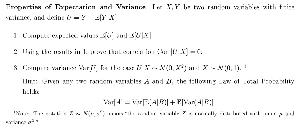 SOLVED: Properties Of Expectation And Variance Let X And Y Be Two ...